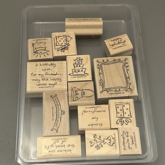 Stampin' UP Wooden Rubber Stamps Lot Multiple Themes Some Unused And New - Picture 4 of 9